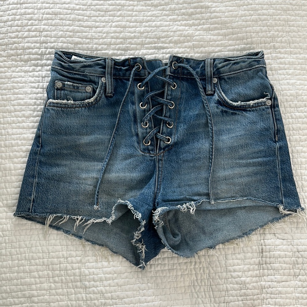 Tularosa high rise jean lace up shorts